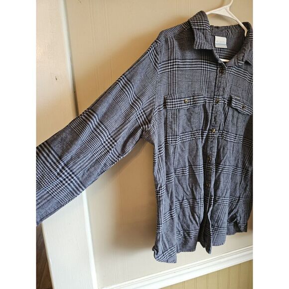 COLUMBIA Women Pine Street Stretch Flannel Omni-Wick Plaid Blue Shirt Xl Button - Picture 4 of 5